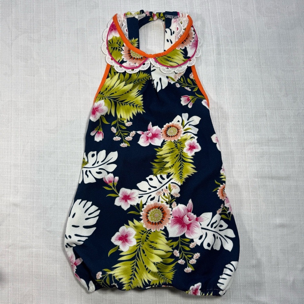 Rosa Flamenco Floral Romper Girls size 5/6